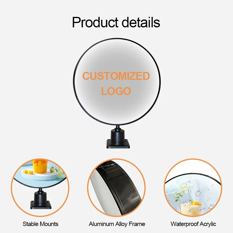 360 Degree Rotating LED Backlight Rotating Light Box Custom PVC Outdoor Advertising Sign with Aluminum Frame