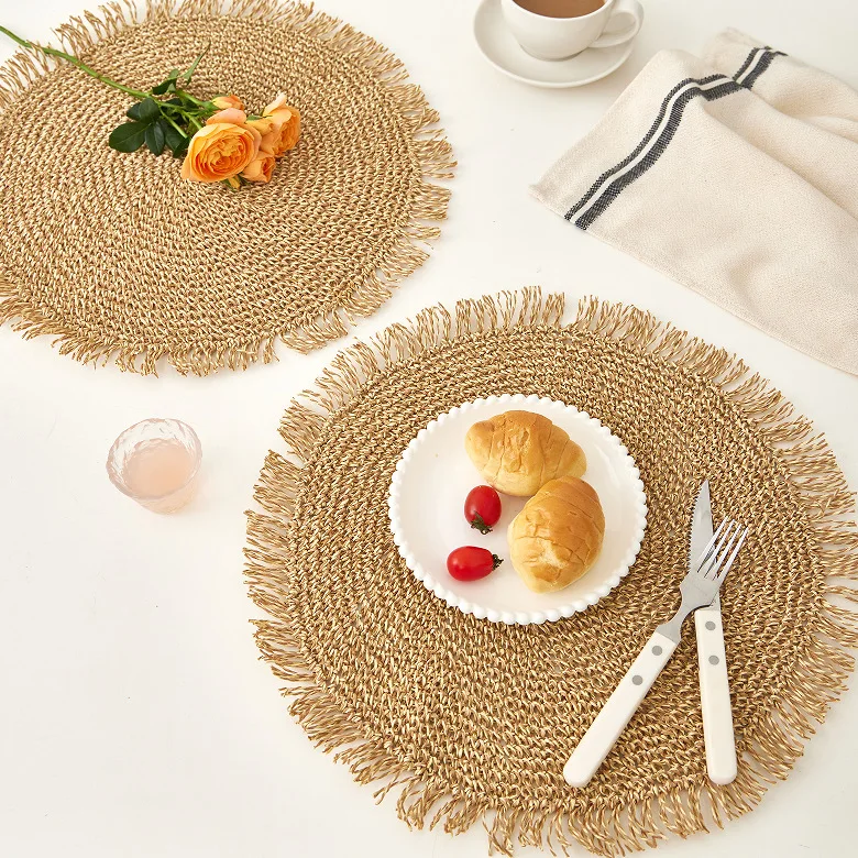 Nordic  articles Bohemian placemat crochet braided with tassel for round dinning table placemats