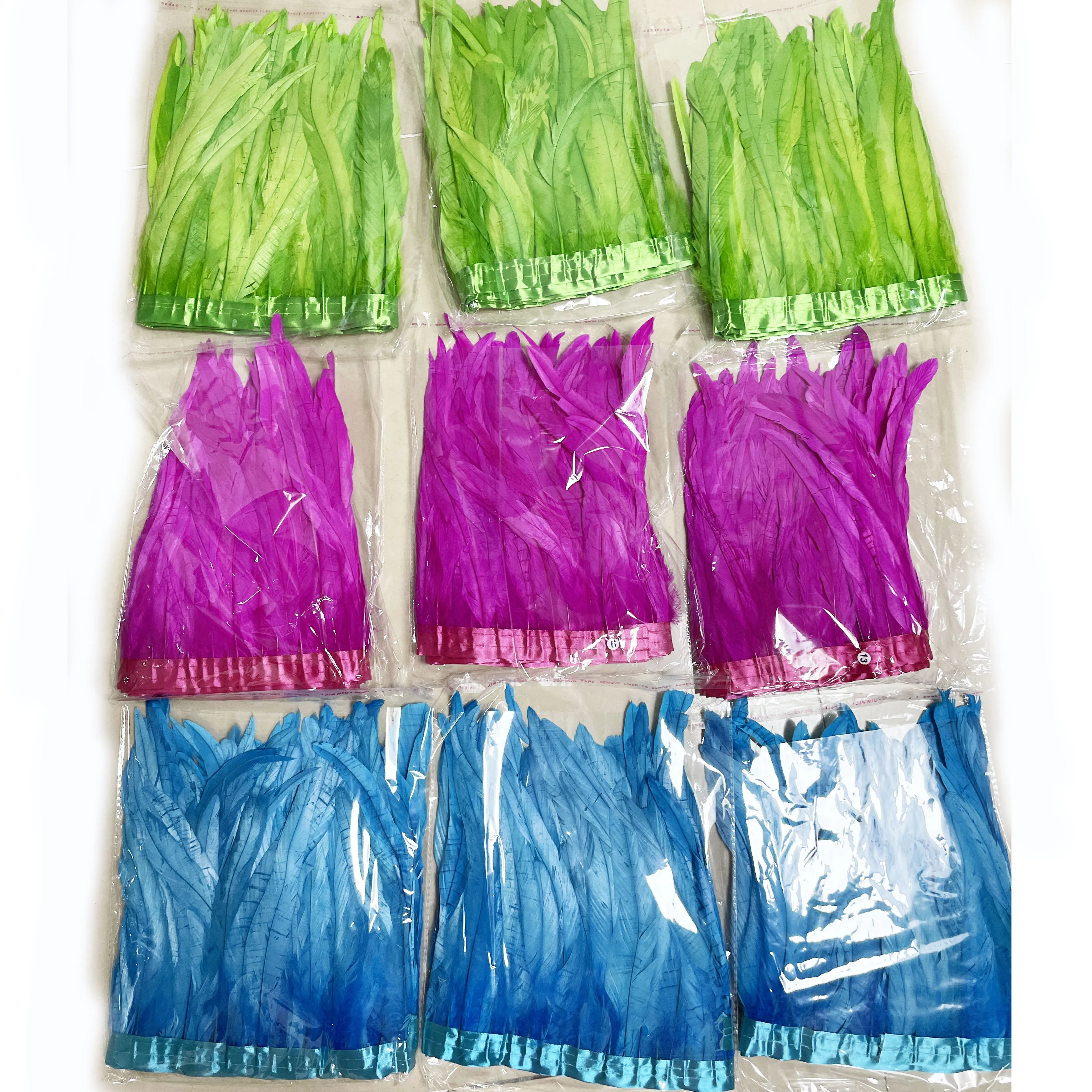 Wholesale Dyed Rooster Feather Trimming Cock Coque Tail Feather Fringe For Carnival Costume Clothing Dresses Headdresses