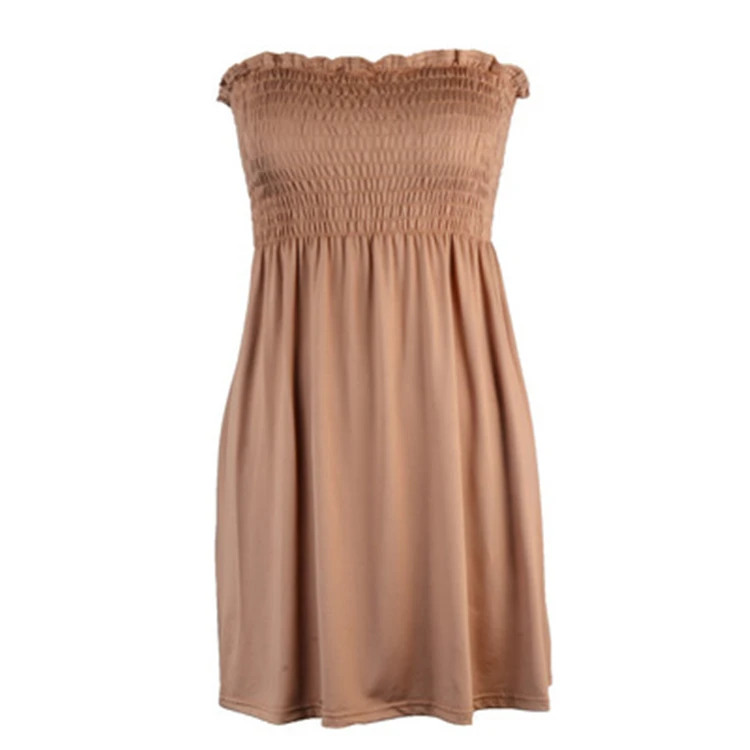 Women Summer Elegant Sleeveless Solid Color Multiple Colors Available One-Piece Breast Wrap Dress Clothes