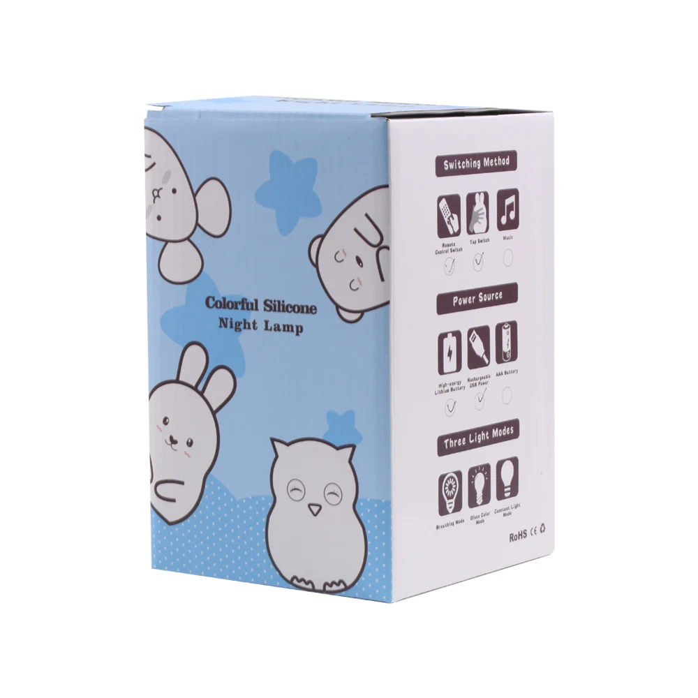 Silicone Rabbit Bunny Nursery Lamp Children Baby Night Light Sensor Rechargeable Touch