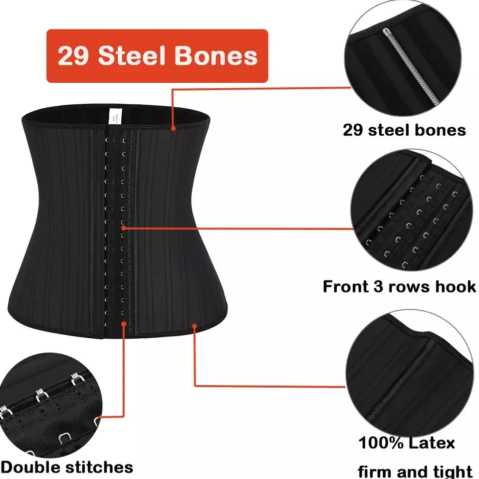 HEXIN Wholesale Slimming Belt Rubber 29 Steel Bone Plus Size Women Latex Waist Trainer Shaper