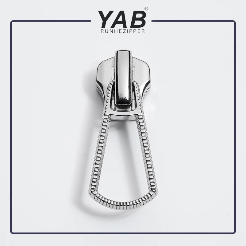 YAB High Grade Bag Hardware Metal Made Zipper Puller Custom Engraved Logo Metal Zipper Pull