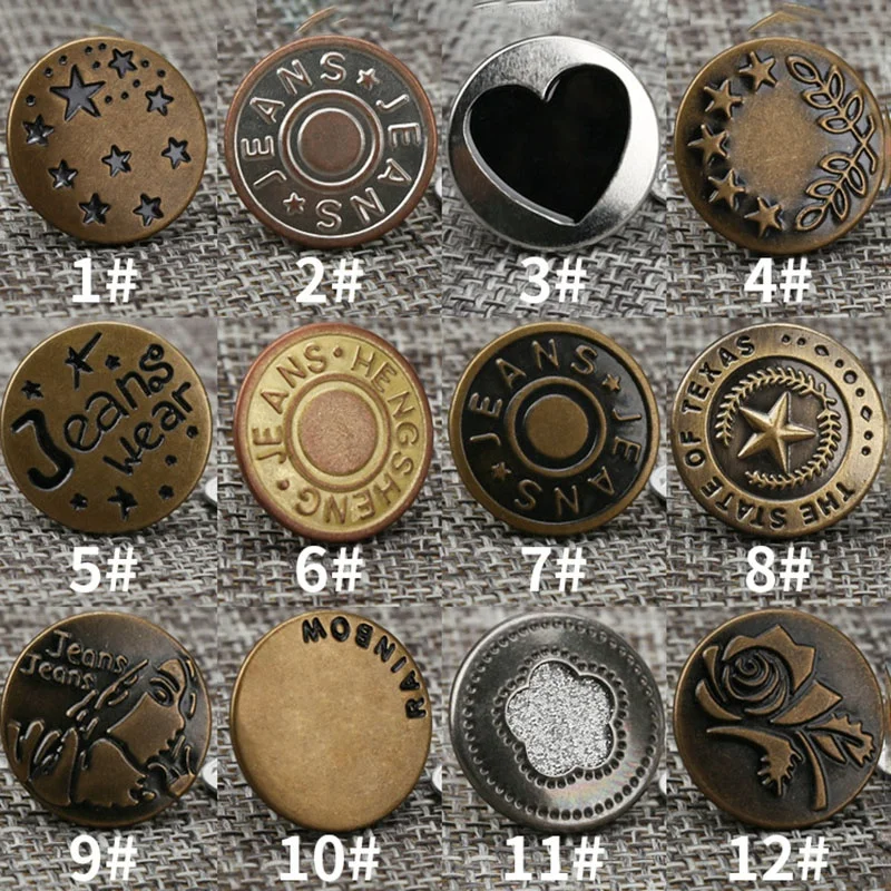 Jean Button Hot Sale Custom Logo Embossed Engraved Metal Denim Jeans Button