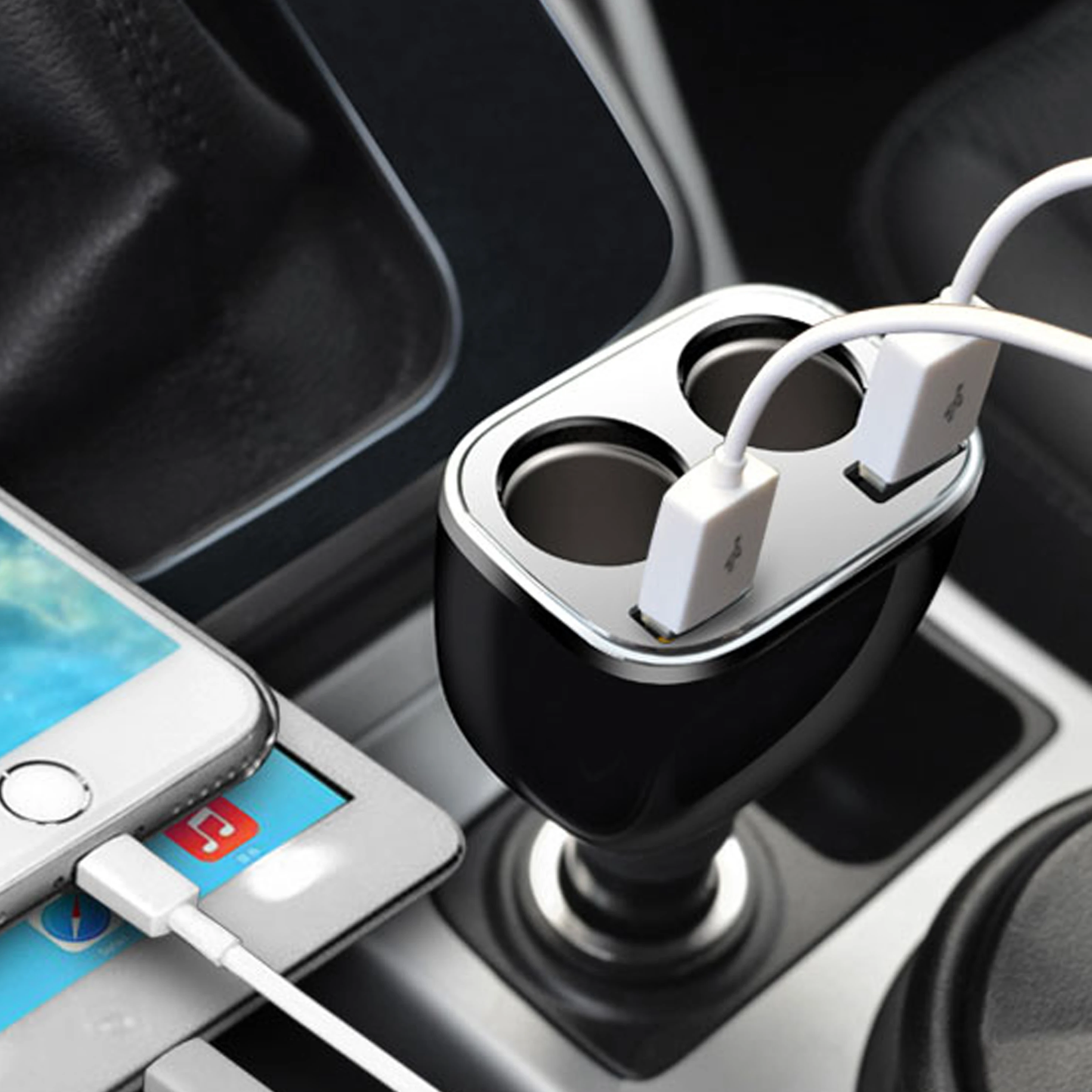 C28 High quality Hands-Free Call Dual charger for mobile TF Card FM Transmitter MP3 Music Player Car Kit