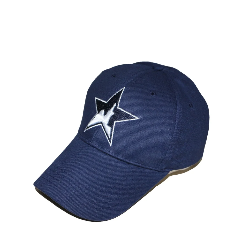 Custom cool style baseball cap wholesale oak leaf sprig visor olive branch navy blue baseball cap