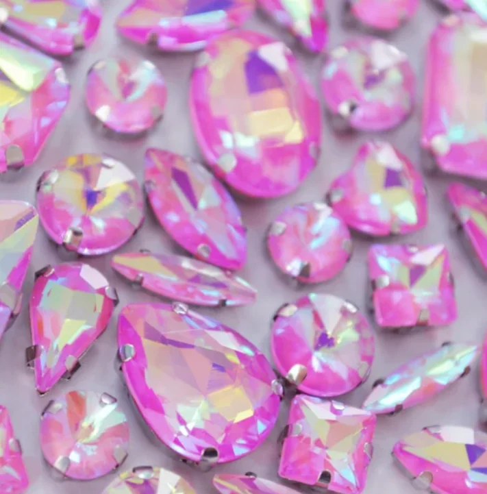 Fancy large topz factory wholesale baby neon color acrylic beads bulk crystal with claw setting