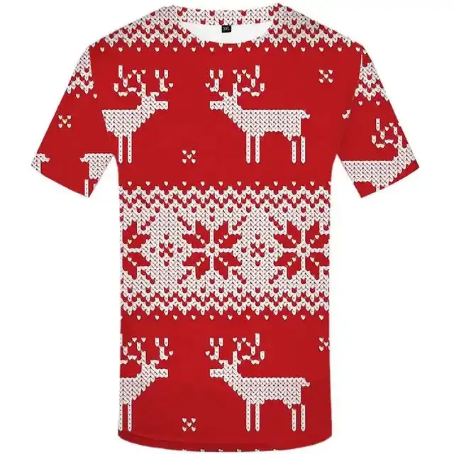 Free Sample Plus Size Men Gift T-Shirts Unisex 3D Christmas T-Shirt Tops Sublimation Printing Short Sleeve Tee Shirts