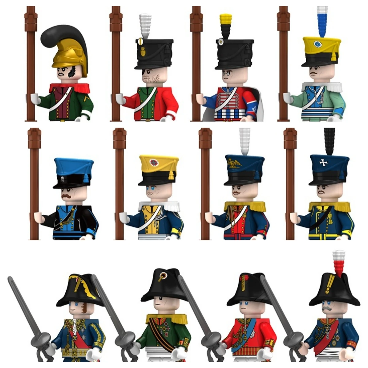 N037-048 Military Napoleon Soldier Russian guards French Cavalry general duke Royal Sailor building blocks Toy for kids
