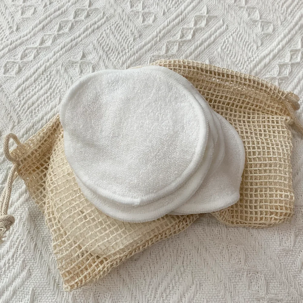 Wholesale eco friendly bamboo terry reusable cotton pads facial cotton pad for face and eye