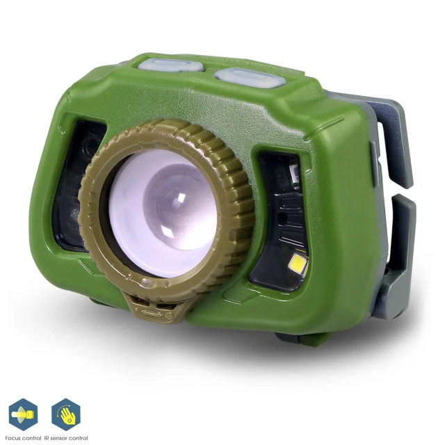 Factory Outdoor 186 Lumen Zoomable Hand Wave Sensor LED Headlamp Flashlight