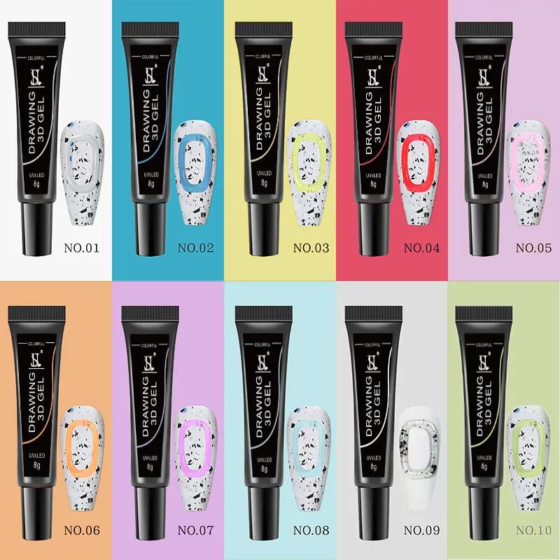 HS Korea Style DIY Modeling Nail Gel Nail Art Design 10 Colors 3D 5D Candy Gel Polish