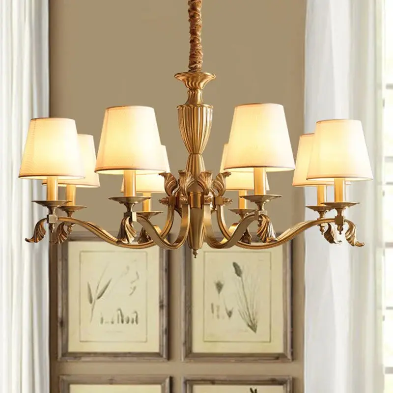 PD287981Modern Brass Candelabra Chandelier Empire Shade Copper Pendant Light For Living Room