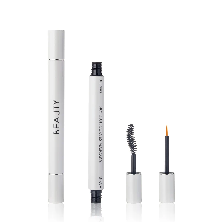 two in one mini size empty metal/aluminum double mascara tubes with short wand,mascara tube double ended,2 in 1 mascara tube