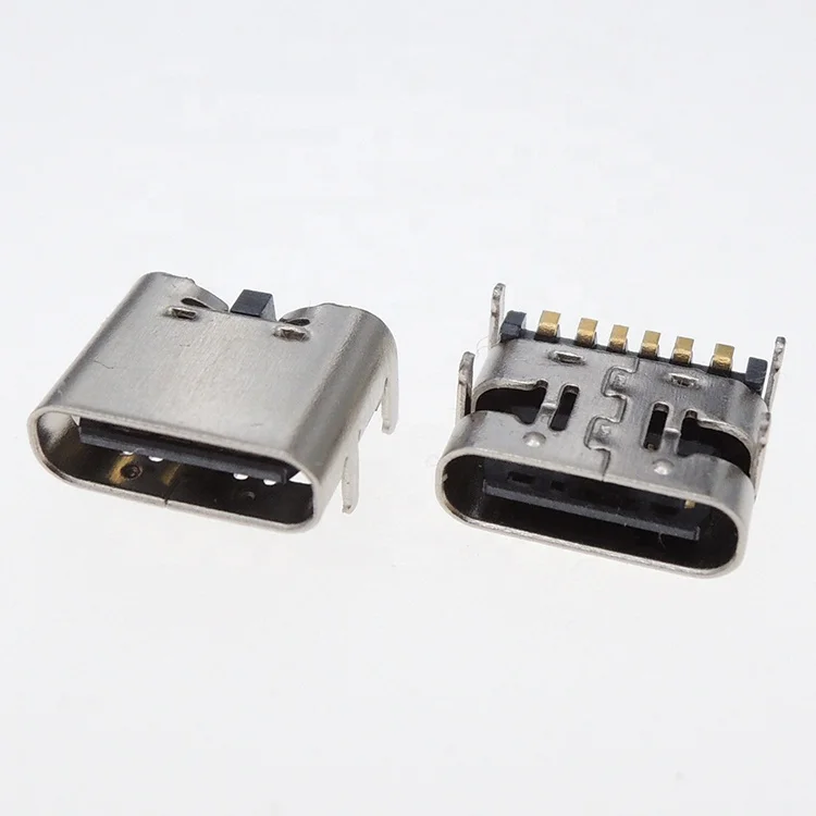 Manufacturer direct supply 6Pin L=6.85mm Horizontal SMD SMT Surface Mount Female USB C Type C Connector Socket