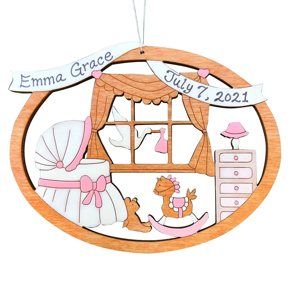 2023 Personalized Christmas Tree Pendant Round Hollow Wooden Hanging for Home Christmas Ornament