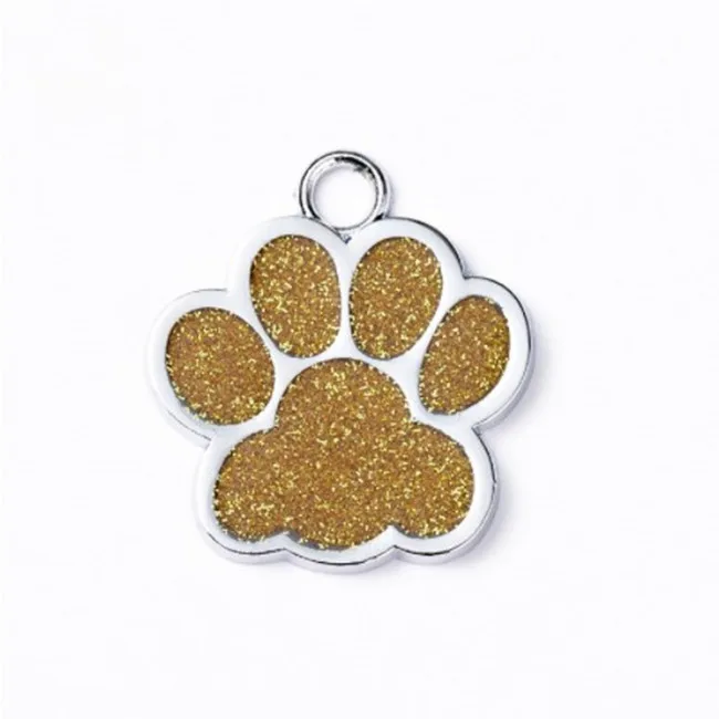 metal pet tag zinc alloy identity card flash powder footprint lettering dog tag paw keychain