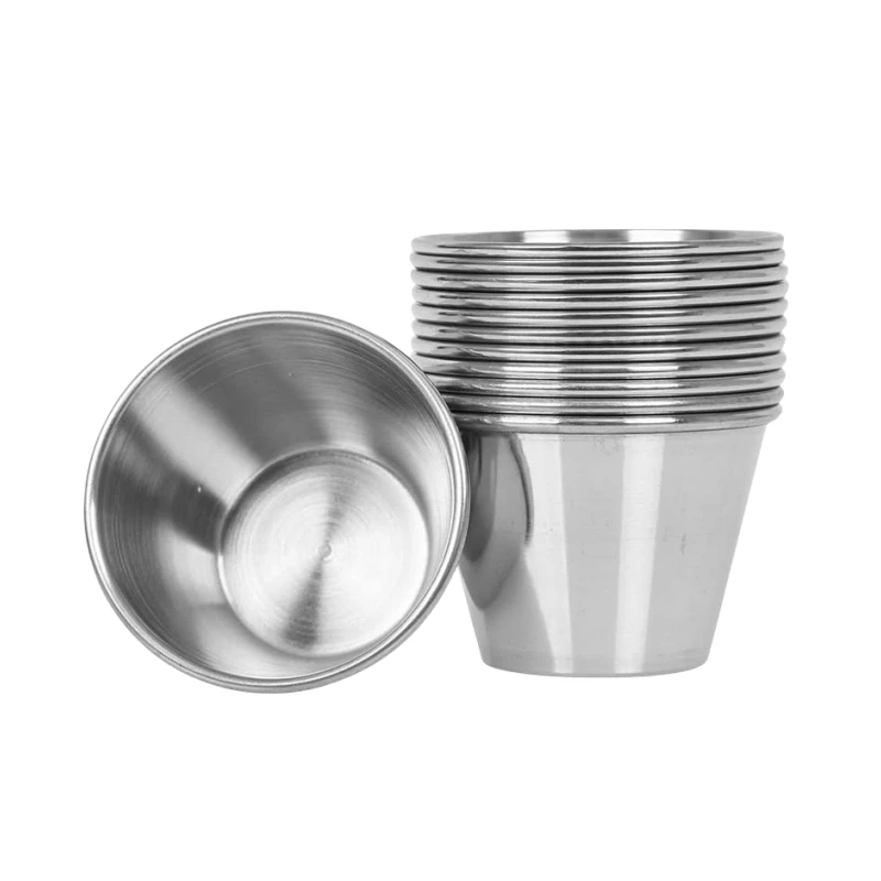 Wholesale 2.5 oz Stainless Steel Sauce Cups Round Individual Condiments Ramekins Commercial Grade Dipping Sauce Cups