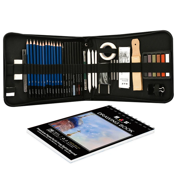 Hot Sale New 32/33/35/40/48/49/50/70 pcs Sketching and Charcoal Pencil Sketch set with Sketch Pad