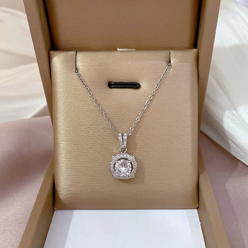 Stainless Steel Beautiful Love Heart Amethyst Gold Pendant Shiny Temperament Gift Women Jewelry Wear Everyday 2024