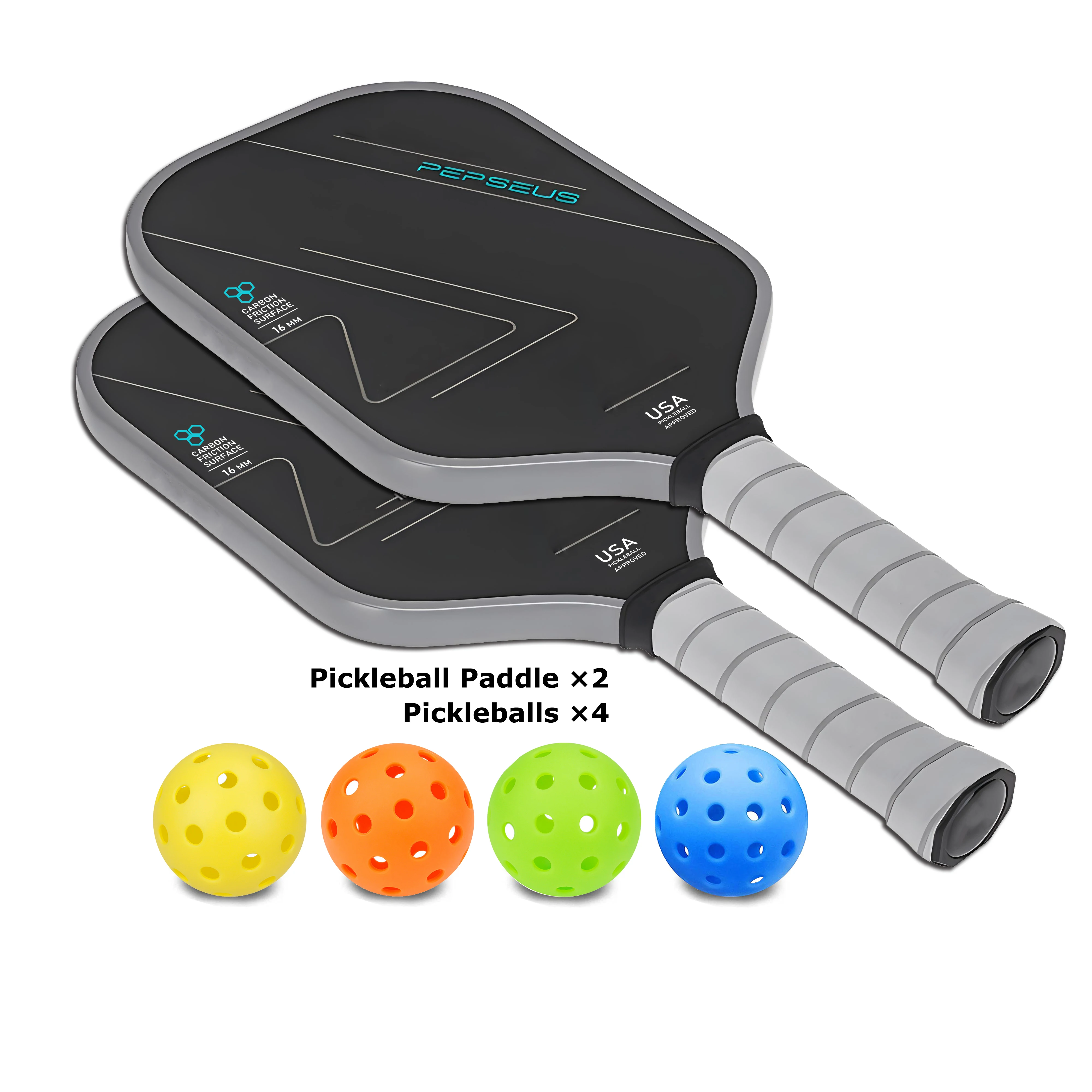 Wholesale Paddle Racket Ben Johns Perseus CFS Thermoformed T700 Carbon Fiber Pickleball Paddle Set of 2 with 4 Balls