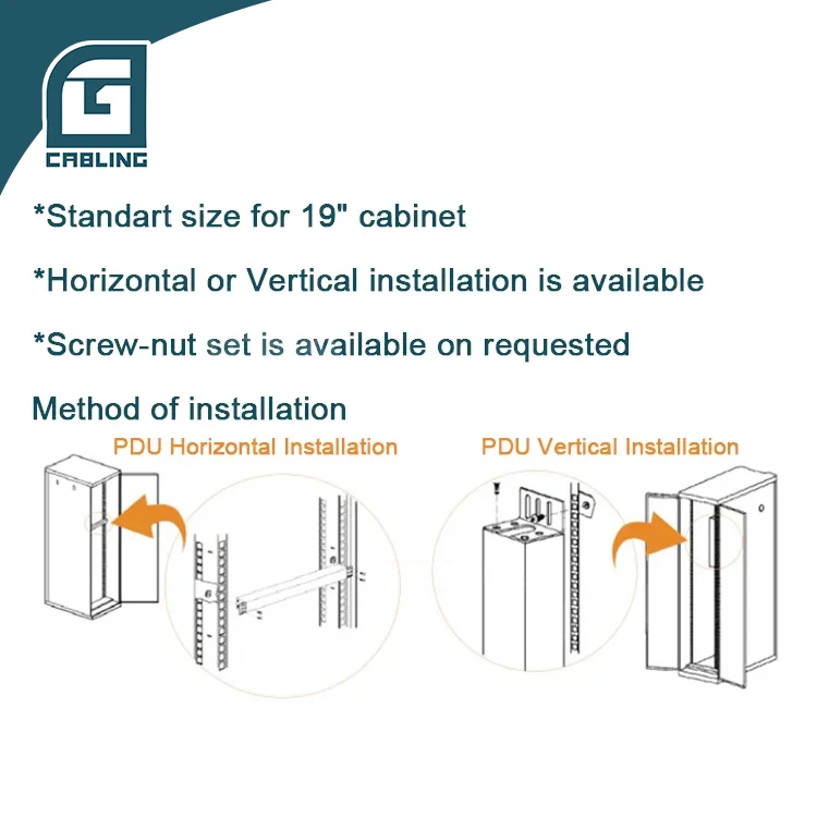 Gcabling rack pdu socket ups type universal socket pdu 1phase c19 meeting room pdu power distribution unit