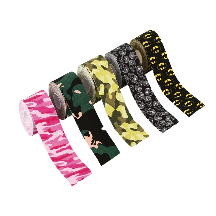 Fuluo Medical Factory OEM Custom Camo Printing Cotton kinesiology tape korean for sports muscle support