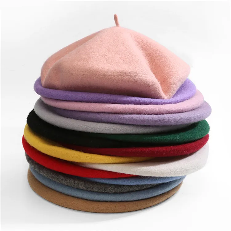 Custom embroidery Berets Wholesale Professional High Quality Wool Multi-color Women Beret