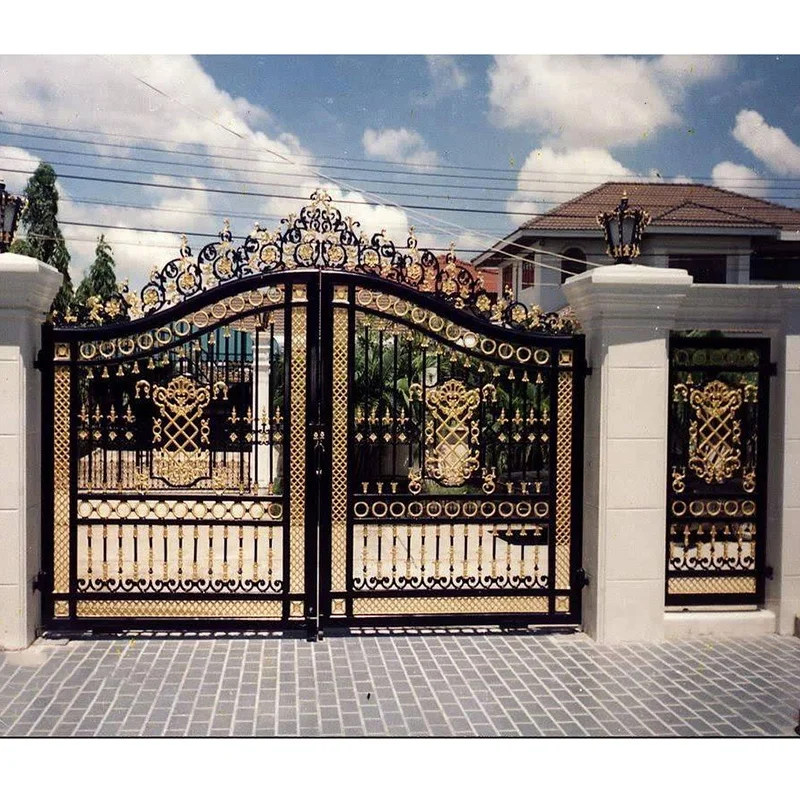 Main latest double door wrought iron gates designs wood steel garden driveway entrance gate