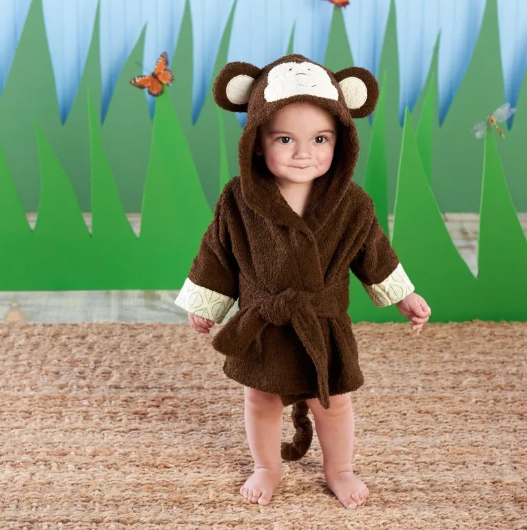 Flannel Kids Animal Drop Seat Modal Hooded Bathroom Towel Robe Carton Pajamas Bathrobe With Belt