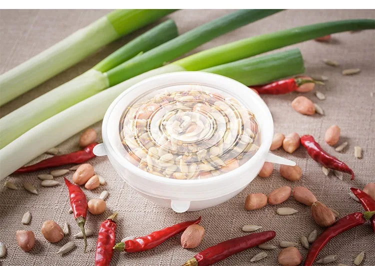 
Factory wholesale colors can be customized 6pcs Pack Reusable durable Flexible silicone stretch lids 