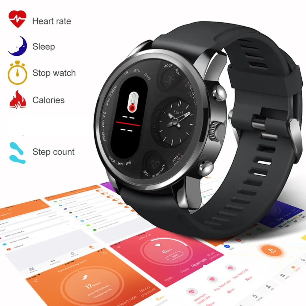T3pro Smart Watch 0.96inch Round Screen Watch Dual Time Zone Waterproof Pedometer for Business Man Fitness Tracker T3 Smartwatch