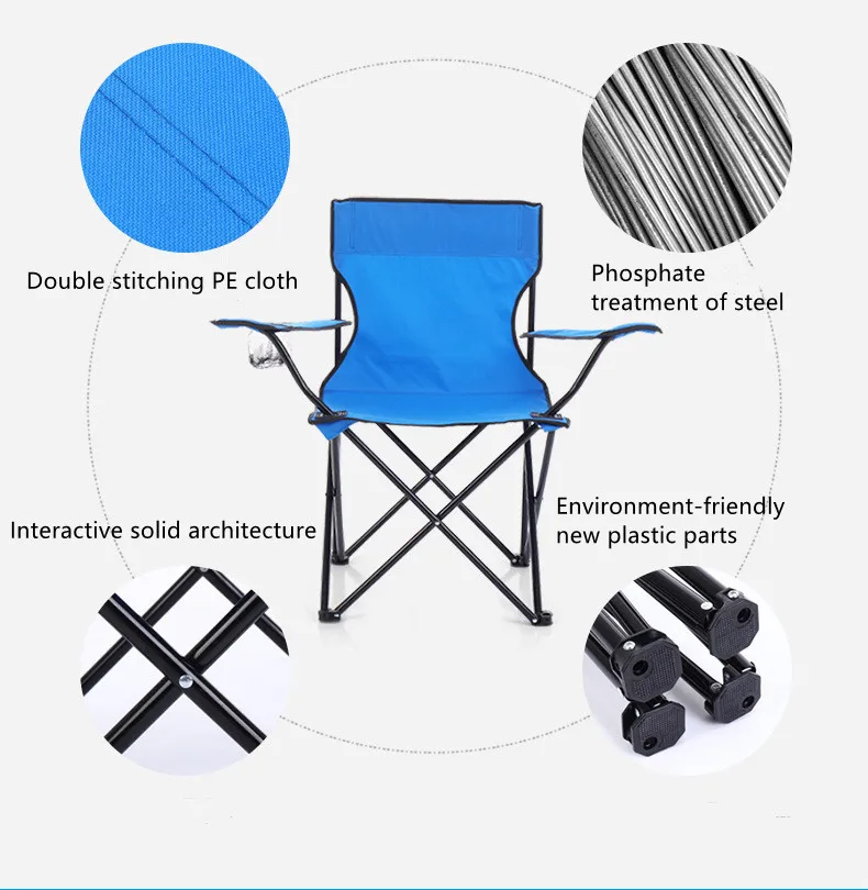 Beach folding chair one-piece camping chair steel tube Compact portable advertising Outdoor Chair