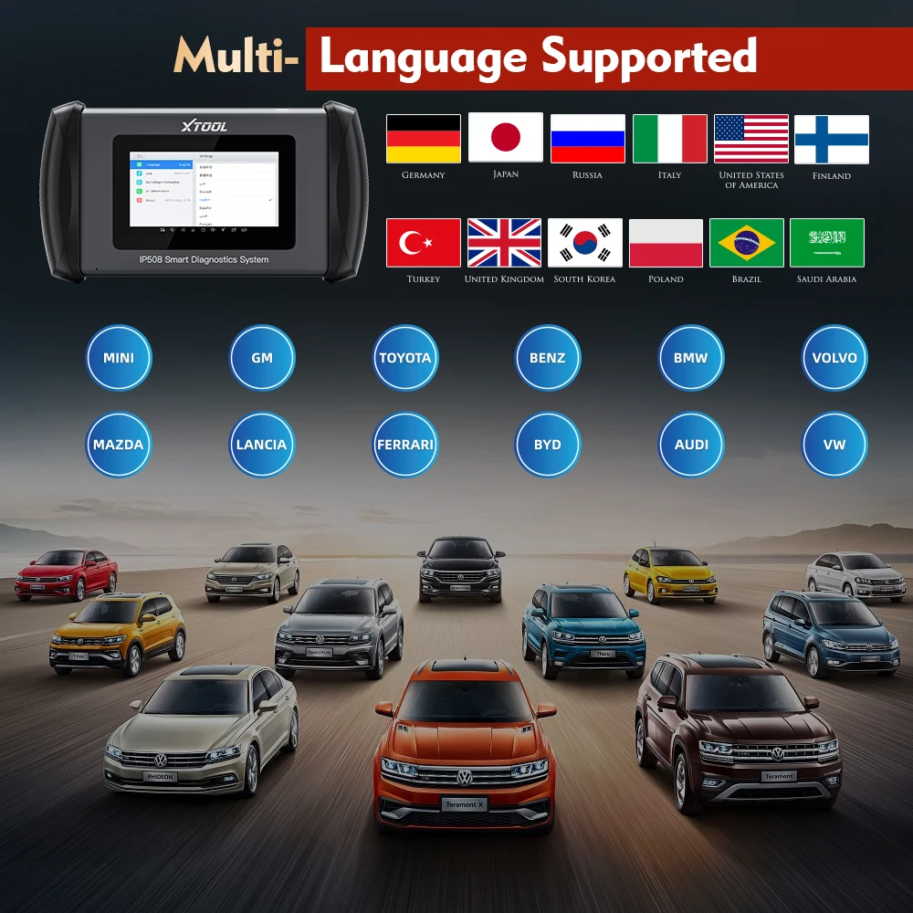 XTOOL 2022 InPlus IP508 5 System Diagnostic OBD2 Car ABS SRS AT Engine Scanners with EPB Oil 5 Reset Auto VIN Online Free Update