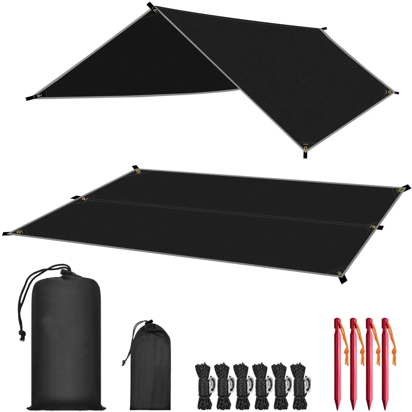 Woqi Hammock Rain Fly Tent Tarp Tarpaulin Anti-UV Lightweight Camping Shelter Waterproof Tarp for Camping Hiking Outdoor Travel