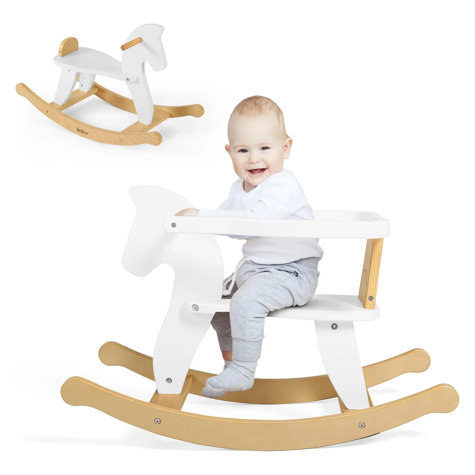 Wooden Rocking Horse Toddler Ride on Toys Kids wood toys Indoor Outdoor Rocking Horse for boys and girls