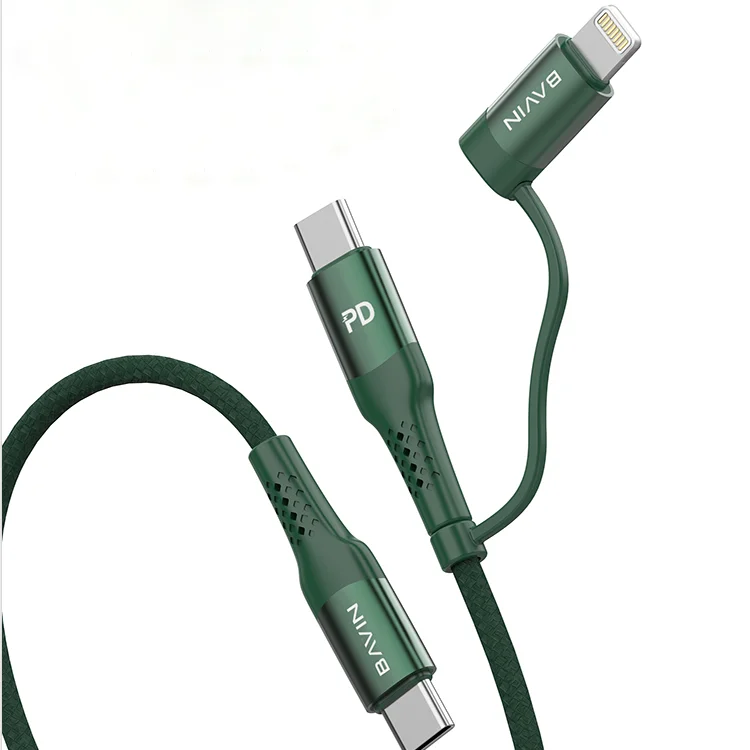 BAVIN CB189 1.5mm Thickness Copper Core Braided Line Fast PD Type C Charger Cable Lightnings Usb C Data Line 3A