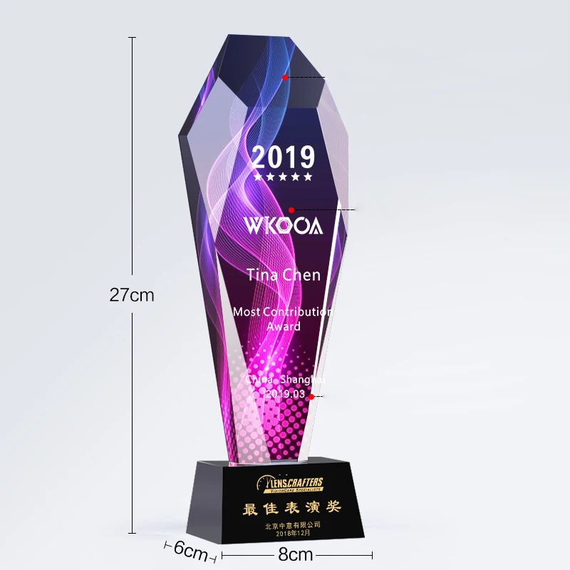 JY Color Printing Personalized Appreciation Award  Crystal Appreciation Trophy Gifts for Anniversary