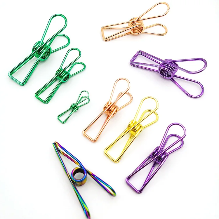 Multipurpose  Blue Color Metal Photo Clips Steel Wire Clothes Hanging Pegs Binder Paper Clips Food Bag Clips