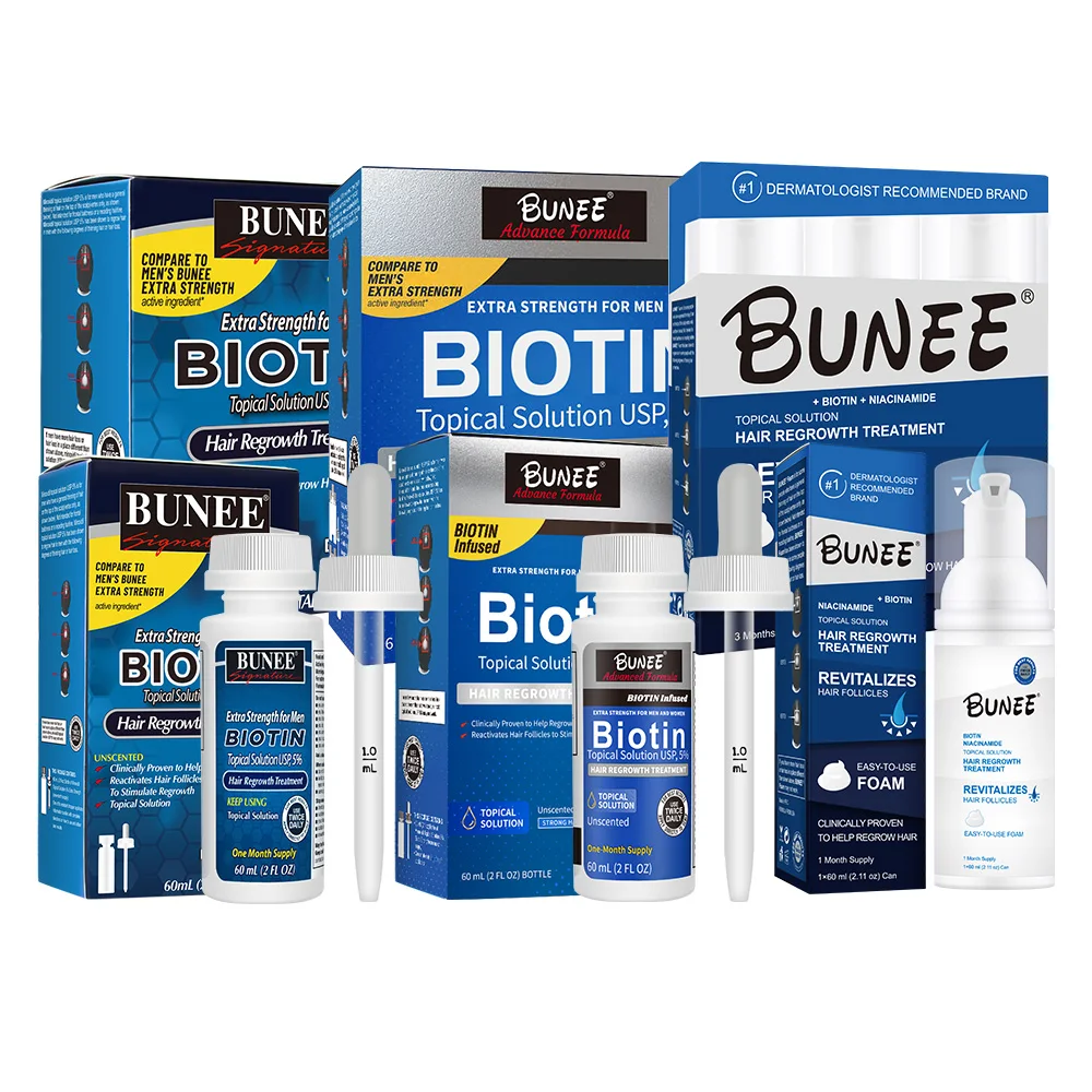 BUNEE 60ml OEM Biotin DHT- Blocker Peppermint HAIR Regrowth Treatment Hair Growth Serum Tonic Oil