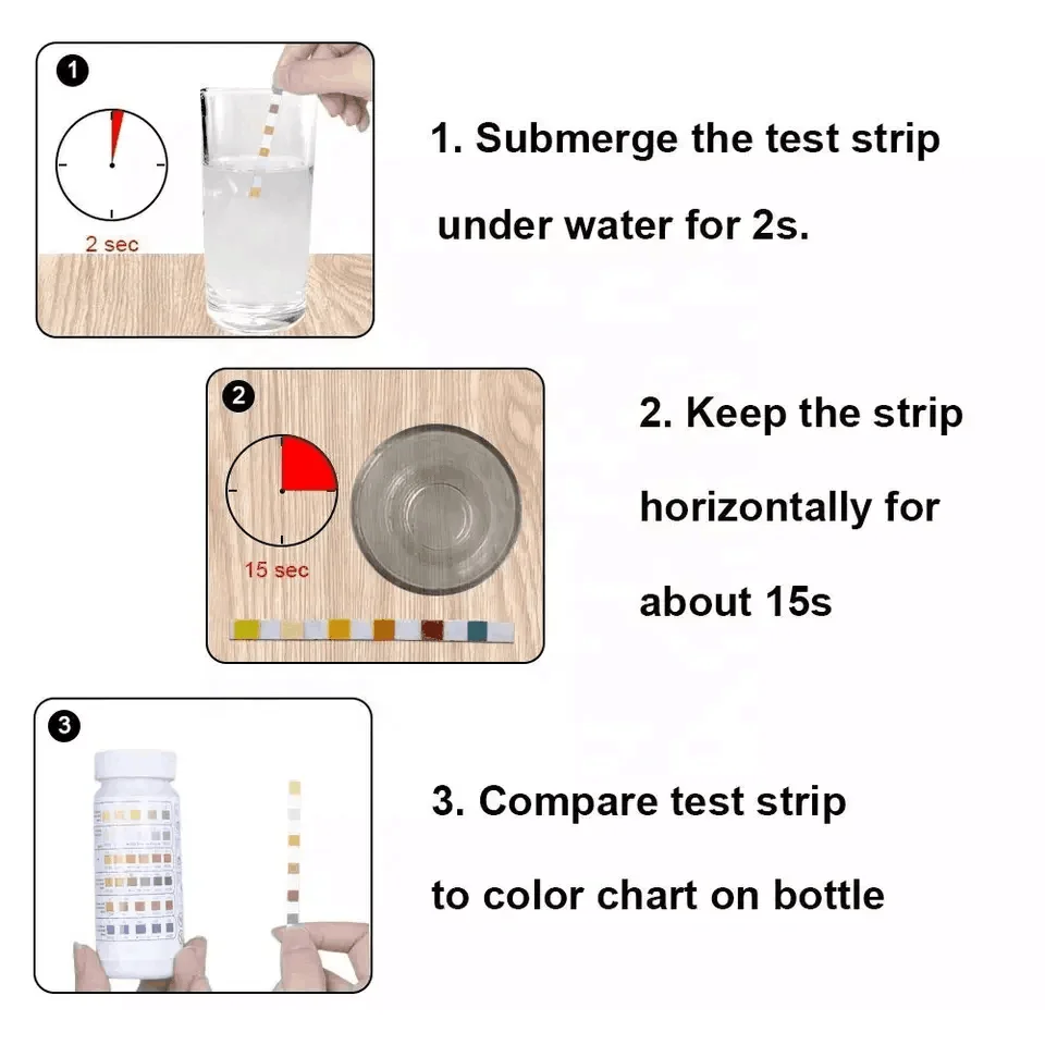 3 way Test Strips for Testing Chemicals Content in Pool and Spa Swimming Water Test Kits