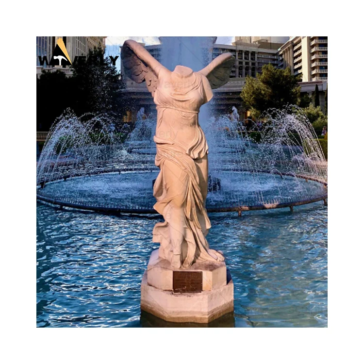 Stone Carvings And Sculptures Granite Greek Angel Statues Headless Angel Statue Life Size White Marble Winged Victory Sculpture