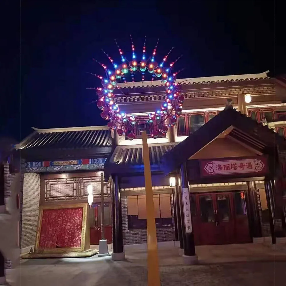 Customize large scale outdoor LED lighted colorful wind spinner stainless steel giant kinetic sculpture for park decor