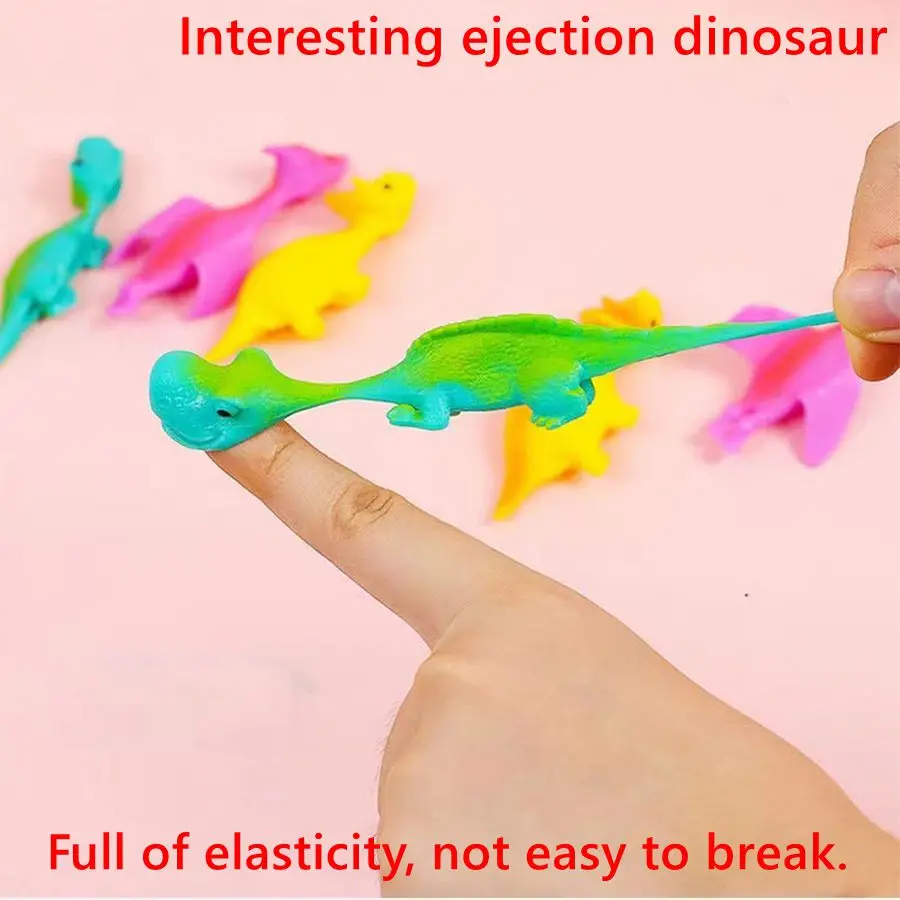 Novelty Funny rubber animal Dinosaur Slingshot finger flying toy Stretchable elastic soft shooting toy