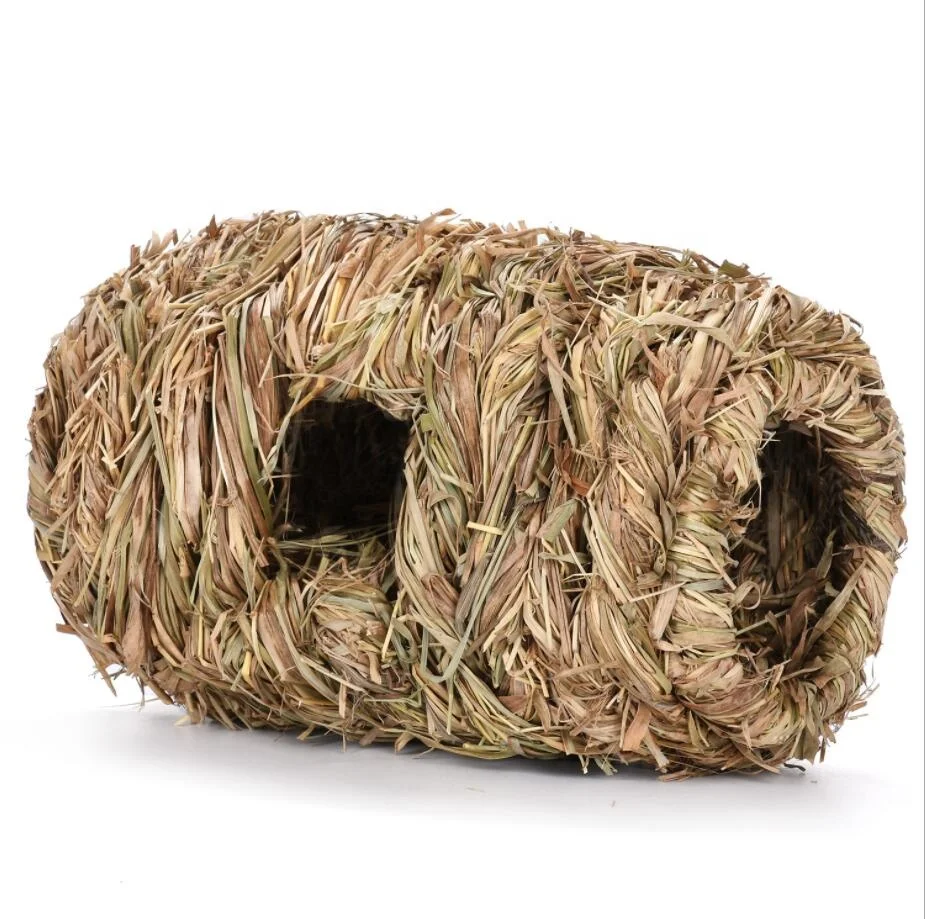 
Natural Seagrass Mat Bed Hideaway Tunnel Toy Hand Woven Grass for Rabbit Guinea Pig Chinchilla Ferret Cage House Nest 