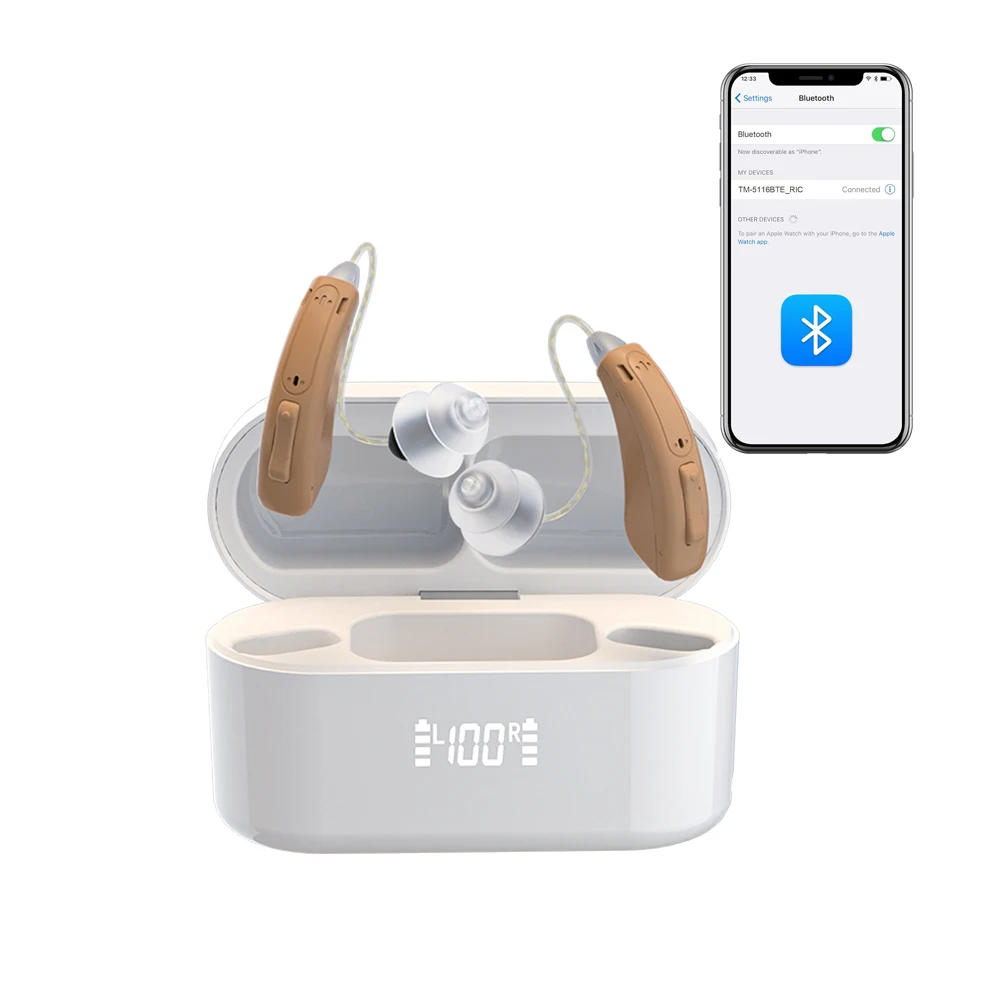 Wholesale Digital BTE Hearing Aid Sound Amplifier Smart App Control Rechargeable RIC Hearing Aids elderly For Deafness & Seniors