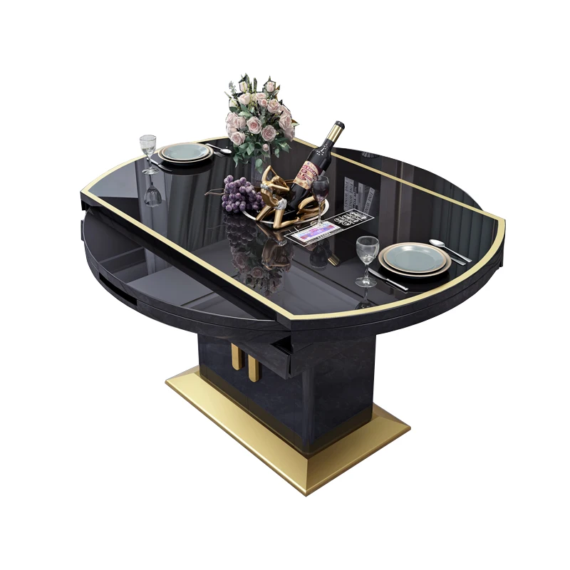 Home Furniture 6 Chair Set Modern Stainless Steel Designs Dining Table