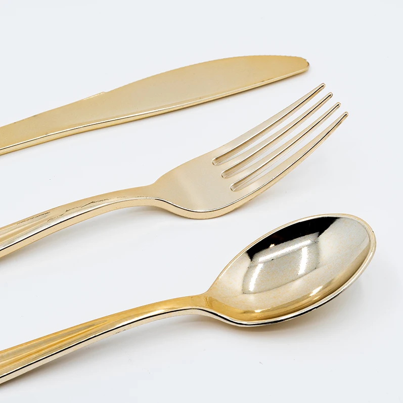 Disposable Plastic Plates Gold Design Party Tableware Sets Gold Disposable Tableware Set