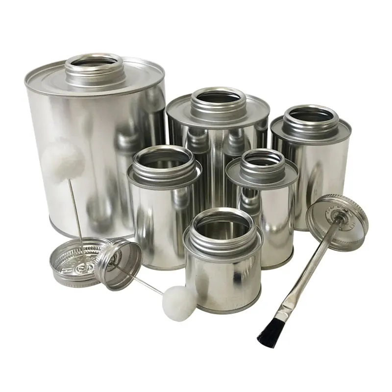 2 унции 4 8 унций 16 32 пустой ПВХ-клей растворитель цемента металлической жестяной банка винтовая шейка с кисточкой-аппликатором