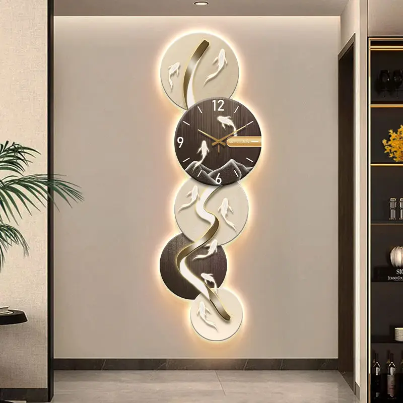 High-end luxury 3D wall art Led light abstract clock home decoration background decoration art style still life